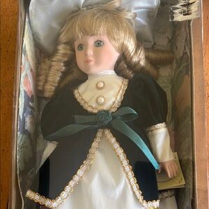 Elegant Doll with Green Velvet Dress